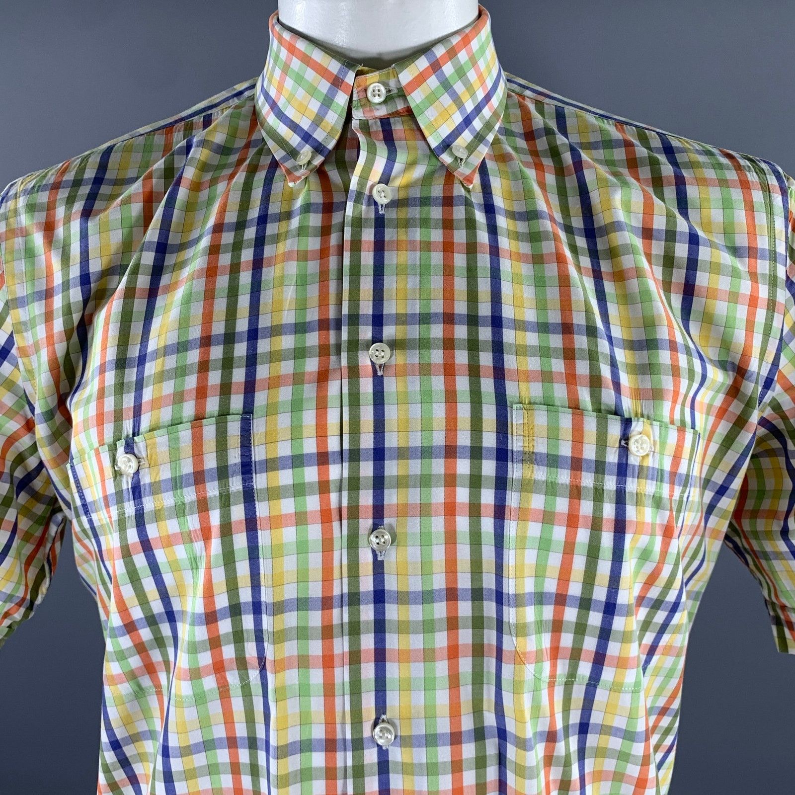 Other SINICO VERONA White Multi-Color Gingham Button Down SS Shirt Size US XL / EU 56 / 4 - 2 Thumbnail