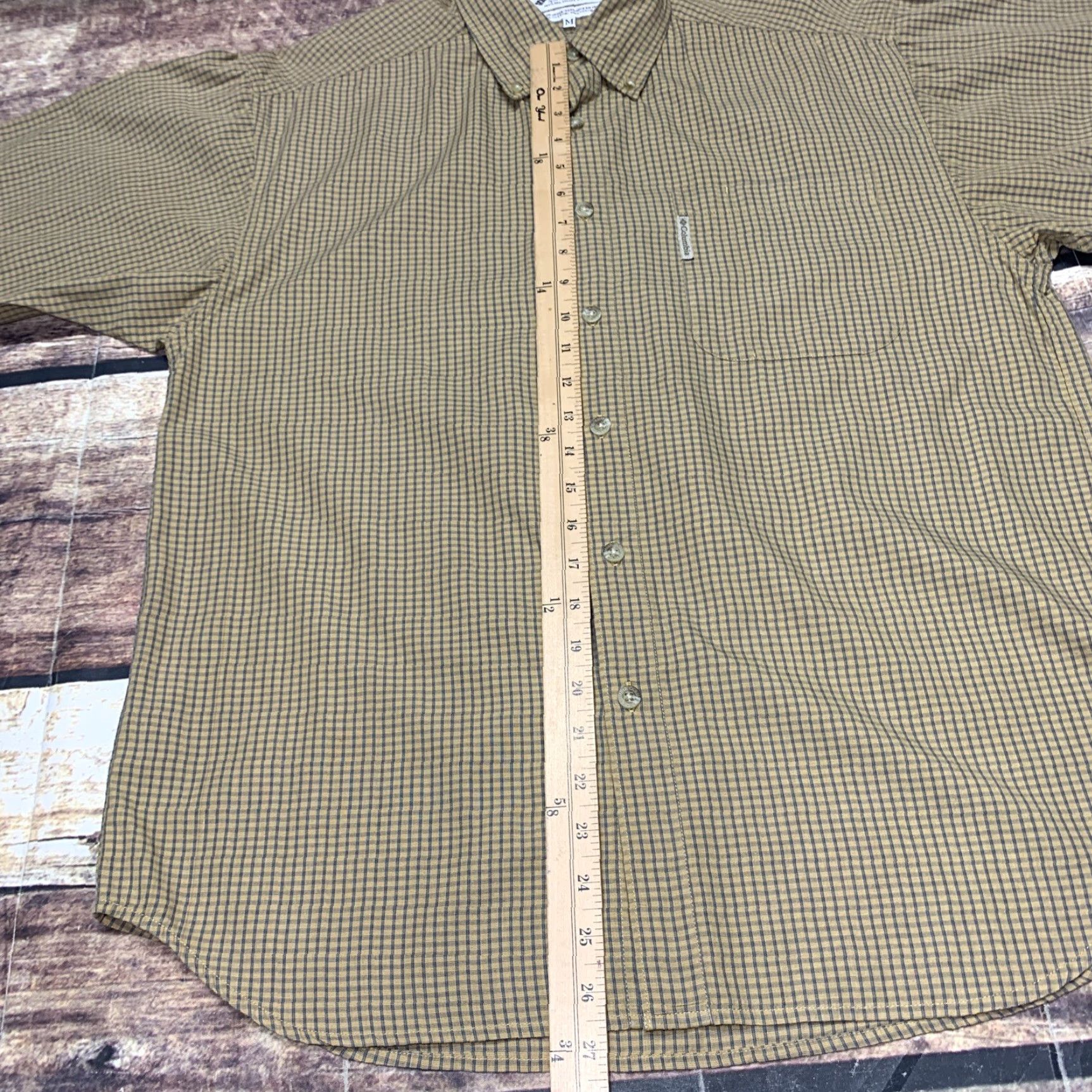 Vintage Columbia Mens Button Down Shirt Tan Blue Plaid Short Sleeve Size Medium Size US 31 - 4 Thumbnail