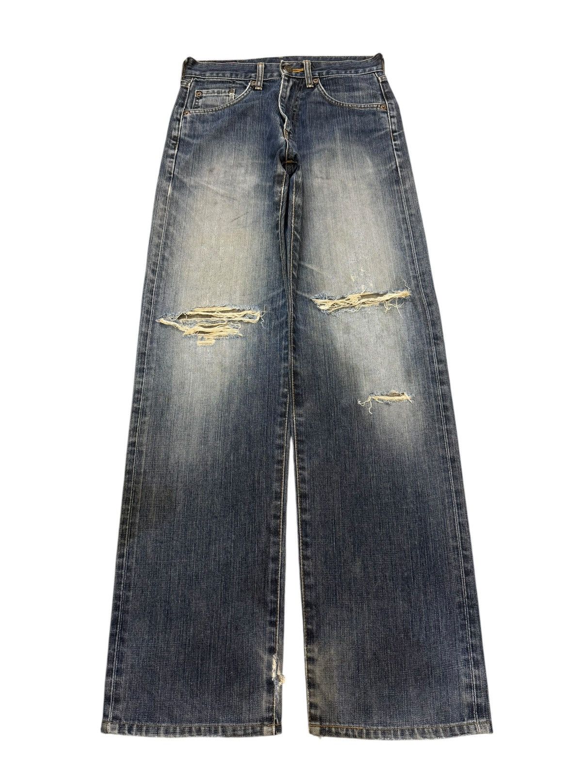 Edwin Vintage 90s Edwin 503 Faded Wash Distressed Wide Leg Baggy Size US 28 / EU 44 - 1 Thumbnail