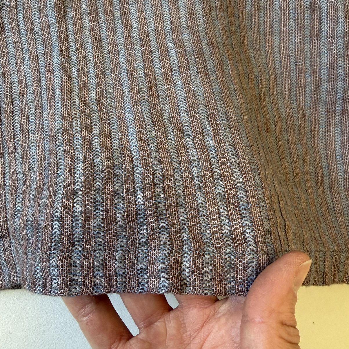 Our Legacy Blue/Tan Woven Striped Linen Box Shirt Size US M / EU 48-50 / 2 - 9 Thumbnail