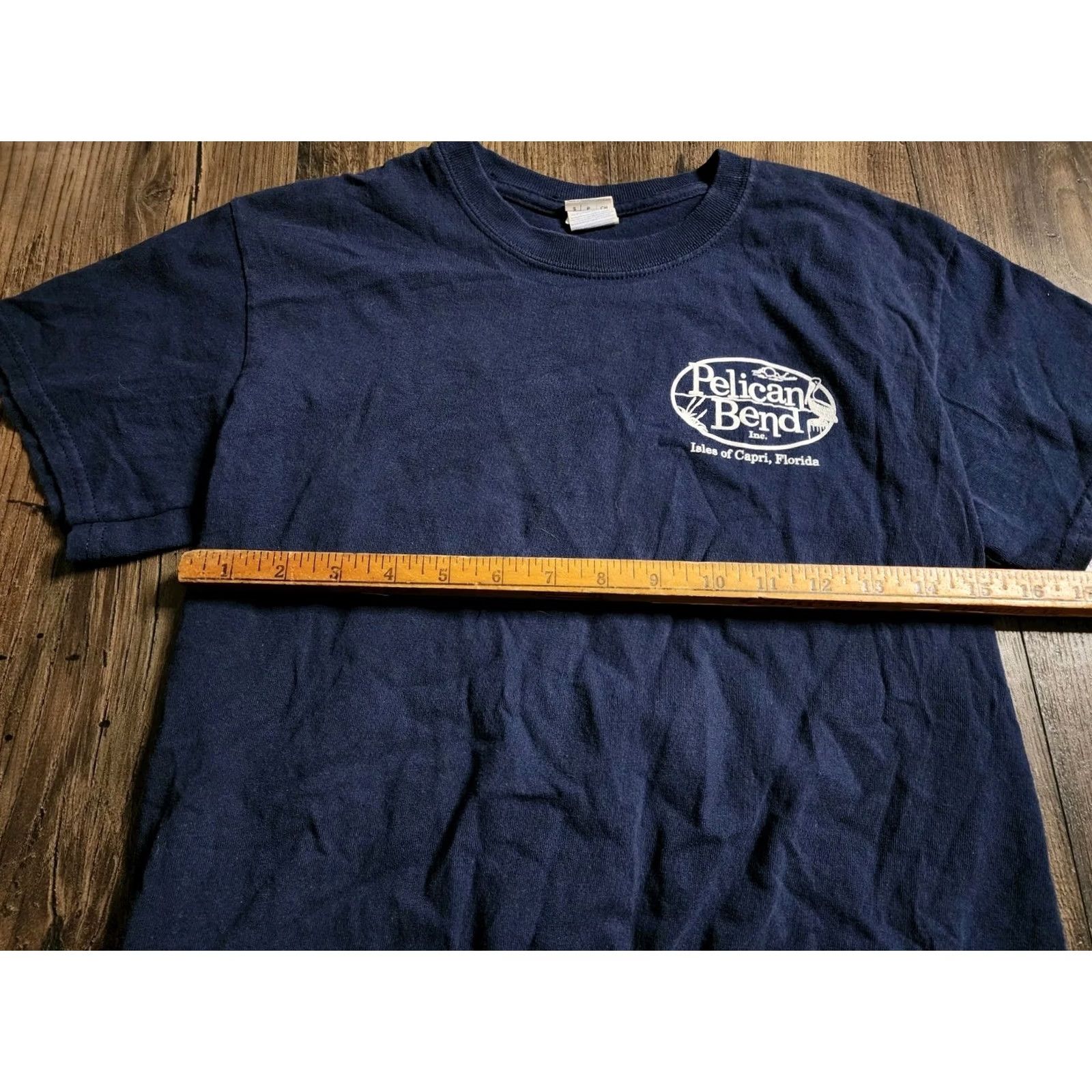 Gildan Mens S Gildan T-Shirt Crew Neck Short Sleeve Blue Cotton Logo Graphic Print Travel Souvenir Pelican Bend Isles of Capri FL Size US S / EU 44-46 / 1 - 2 Thumbnail