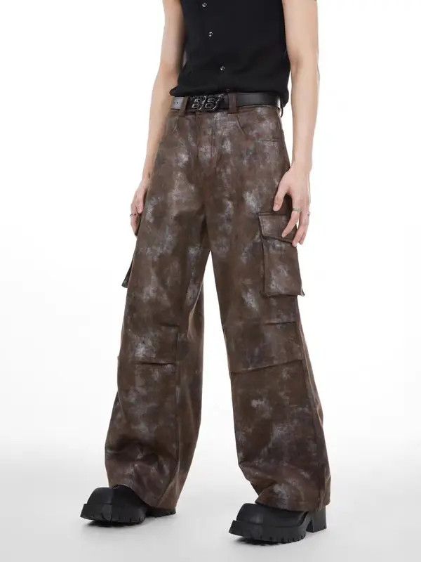 VIBE Retro tie-dye distressed large pocket casual cargo trousers Size US 34 / EU 50 - 5 Thumbnail