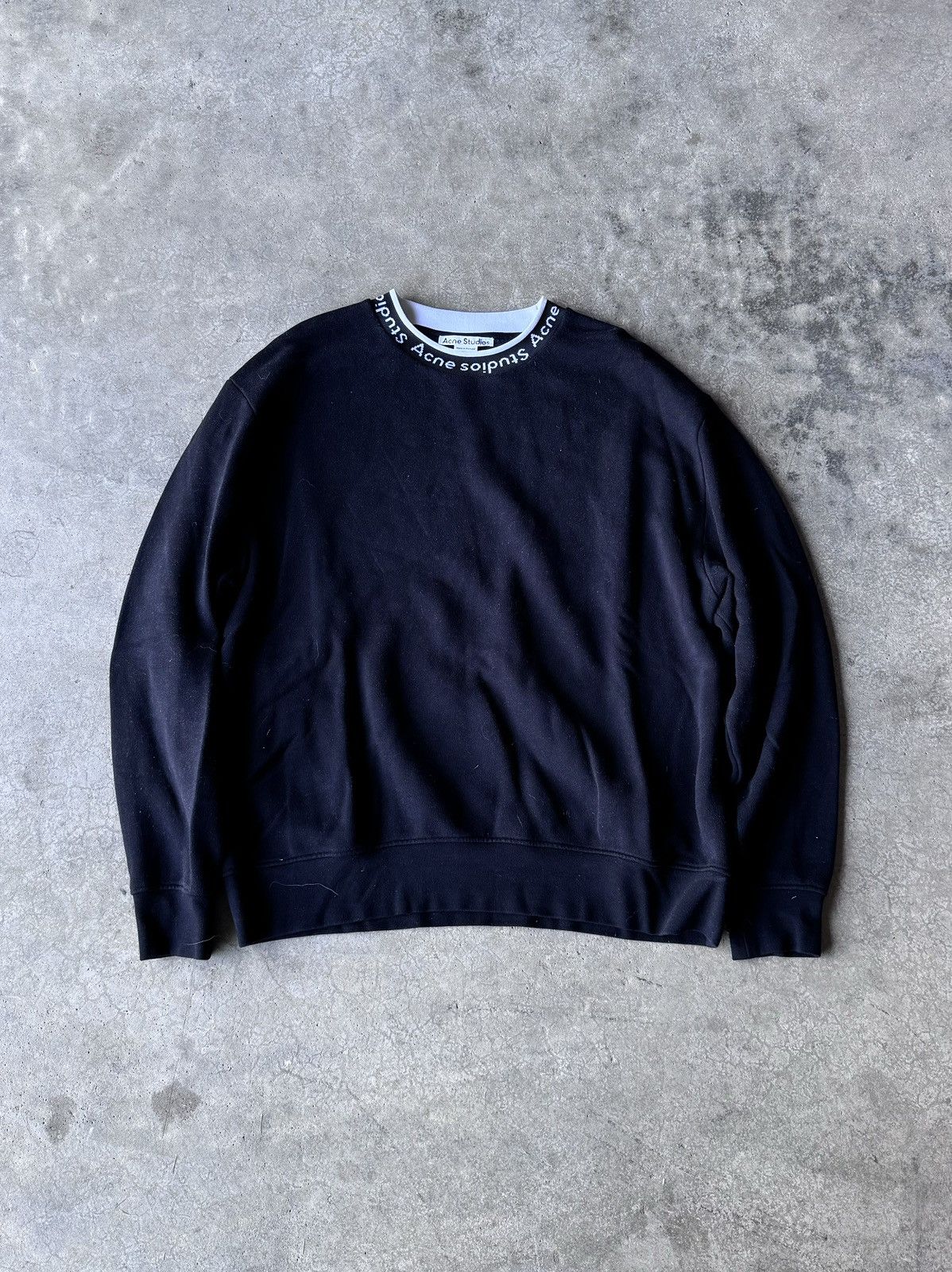 Acne Studios Black Acne Studios Collar Logo Crewneck Size US XL / EU 56 / 4 - 1 Thumbnail