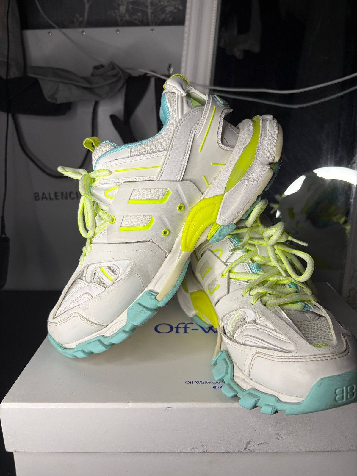 Balenciaga Balenciaga Track Sneakers – White / Neon Yellow / Blue Size US 9 / IT 39 - 5 Thumbnail