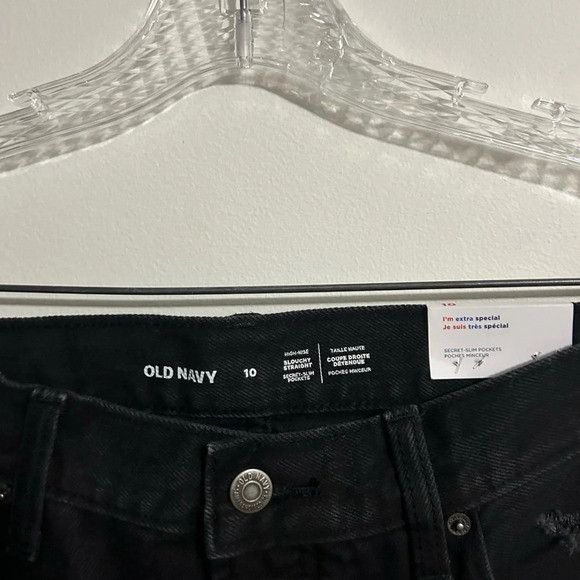 Old Navy NWT Old Navy Black Slouchy Straight Jeans Size 32" / US 10 / IT 46 - 3 Thumbnail