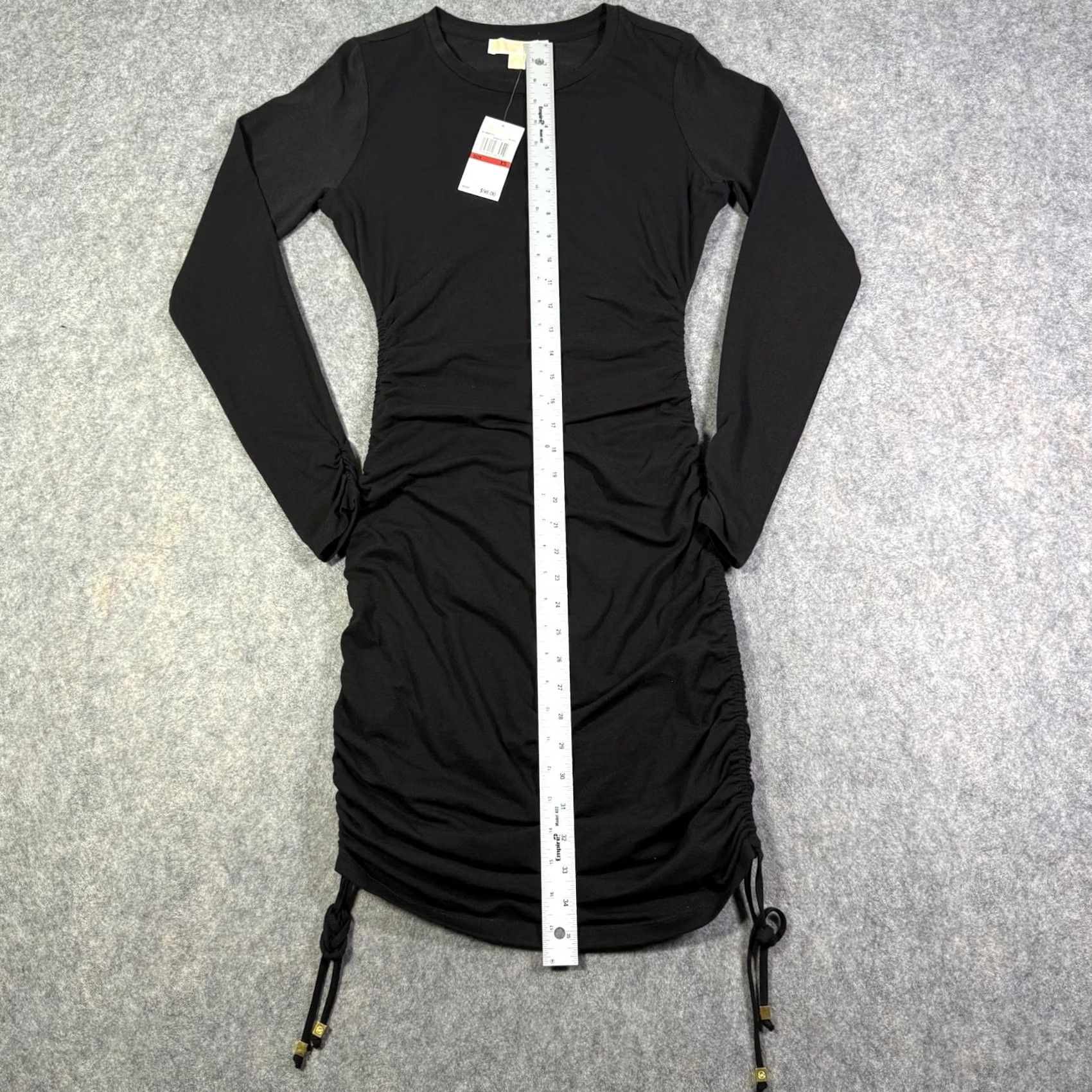 Michael Kors Michael Kors Bodycon Dress Women's Sz XS Black Stretch Adjustable Ruched Size XS / US 0-2 / IT 36-38 - 6 Thumbnail