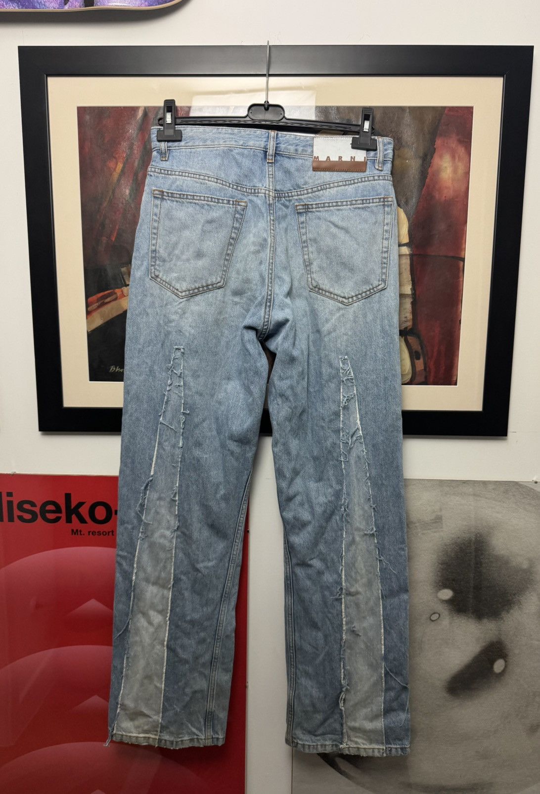 Marni Marni Designer Pantalone Uomo Washed Distressed Denim Jeans Size US 33 - 2 Thumbnail