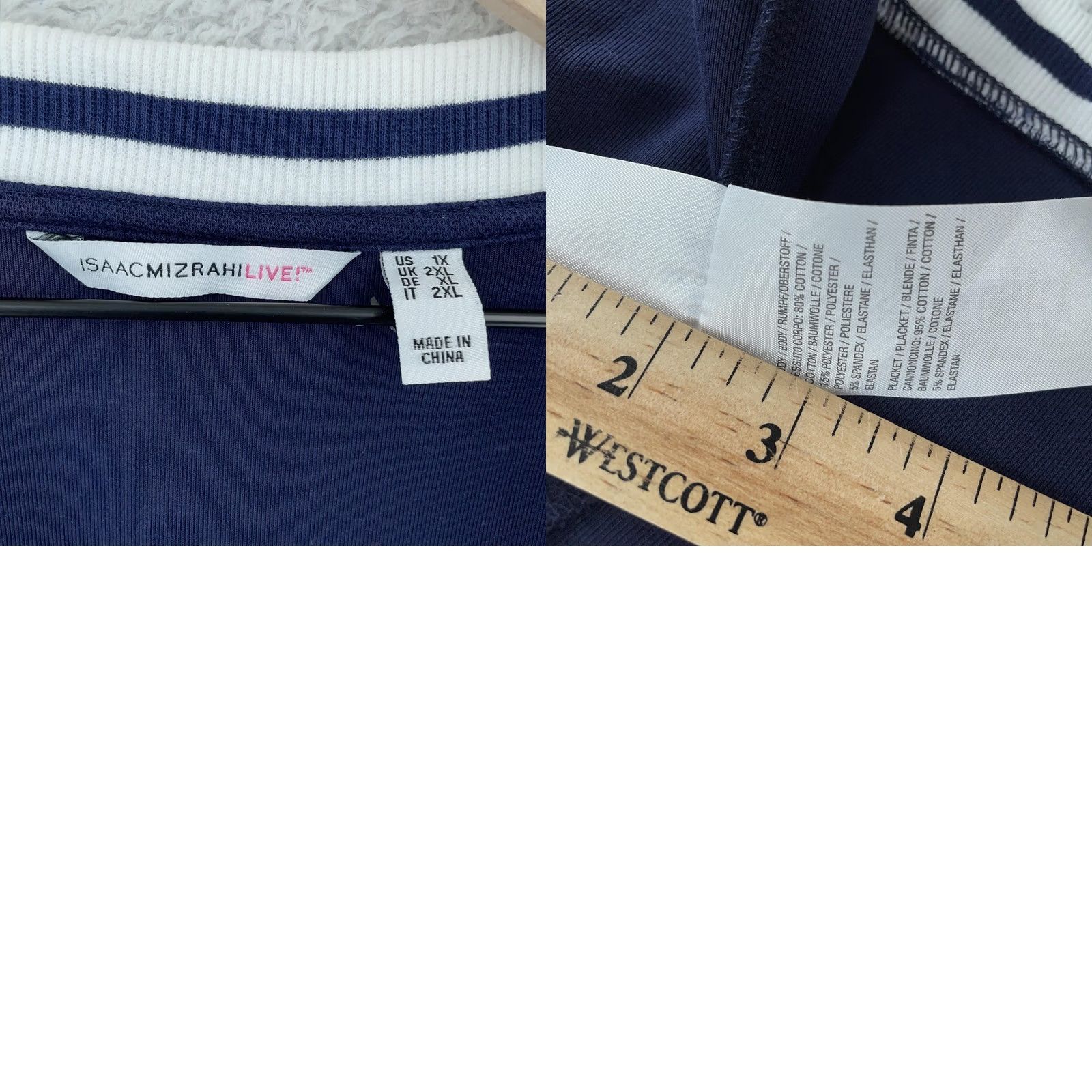 Vintage Isaac Mizrahi Live! Cardigan Sweater Womens 1X Navy Blue Stripe Knit Open Front Size XL / US 12-14 / IT 48-50 - 8 Thumbnail