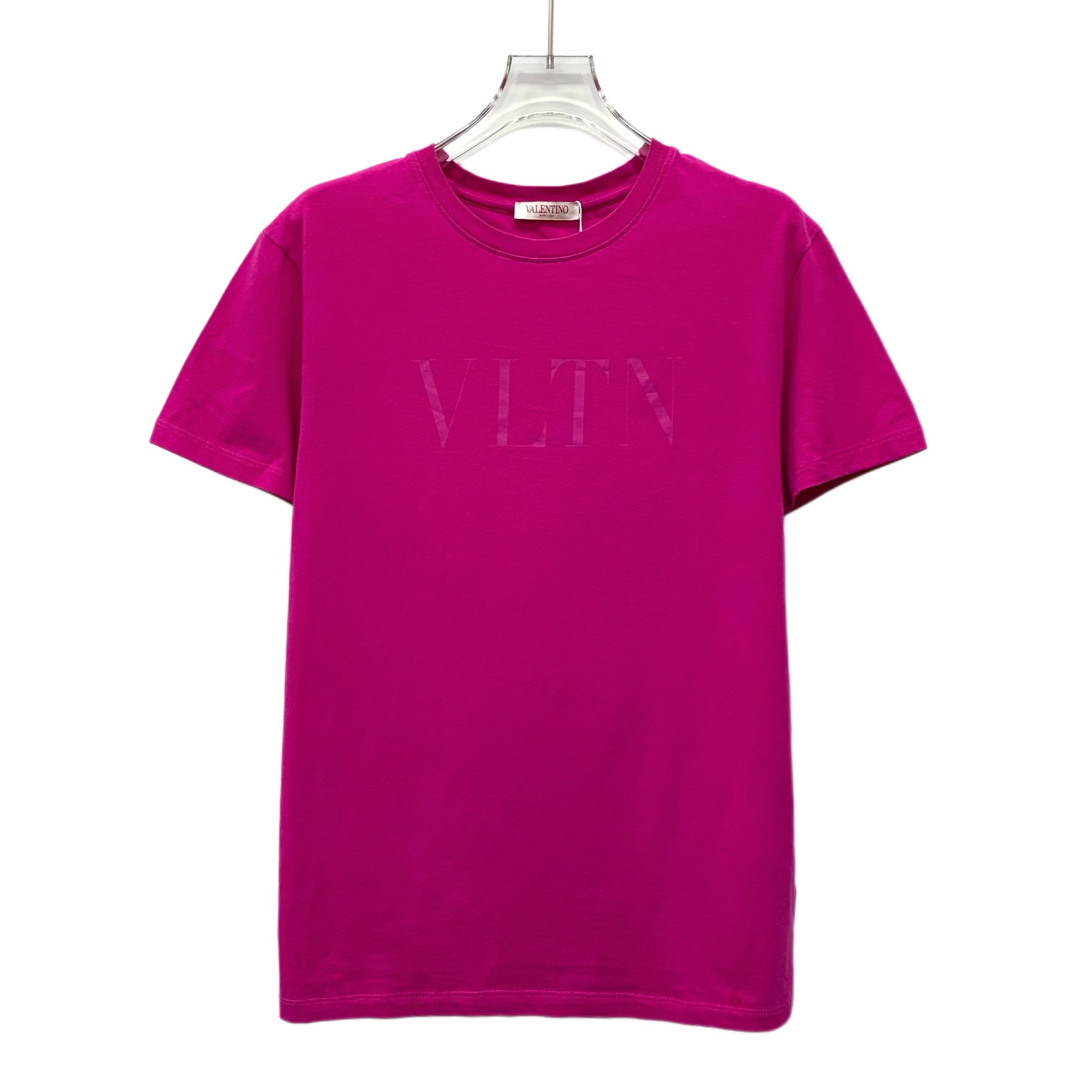 Valentino Pink Logo Print Cotton Crewneck T-Shirt (XS)