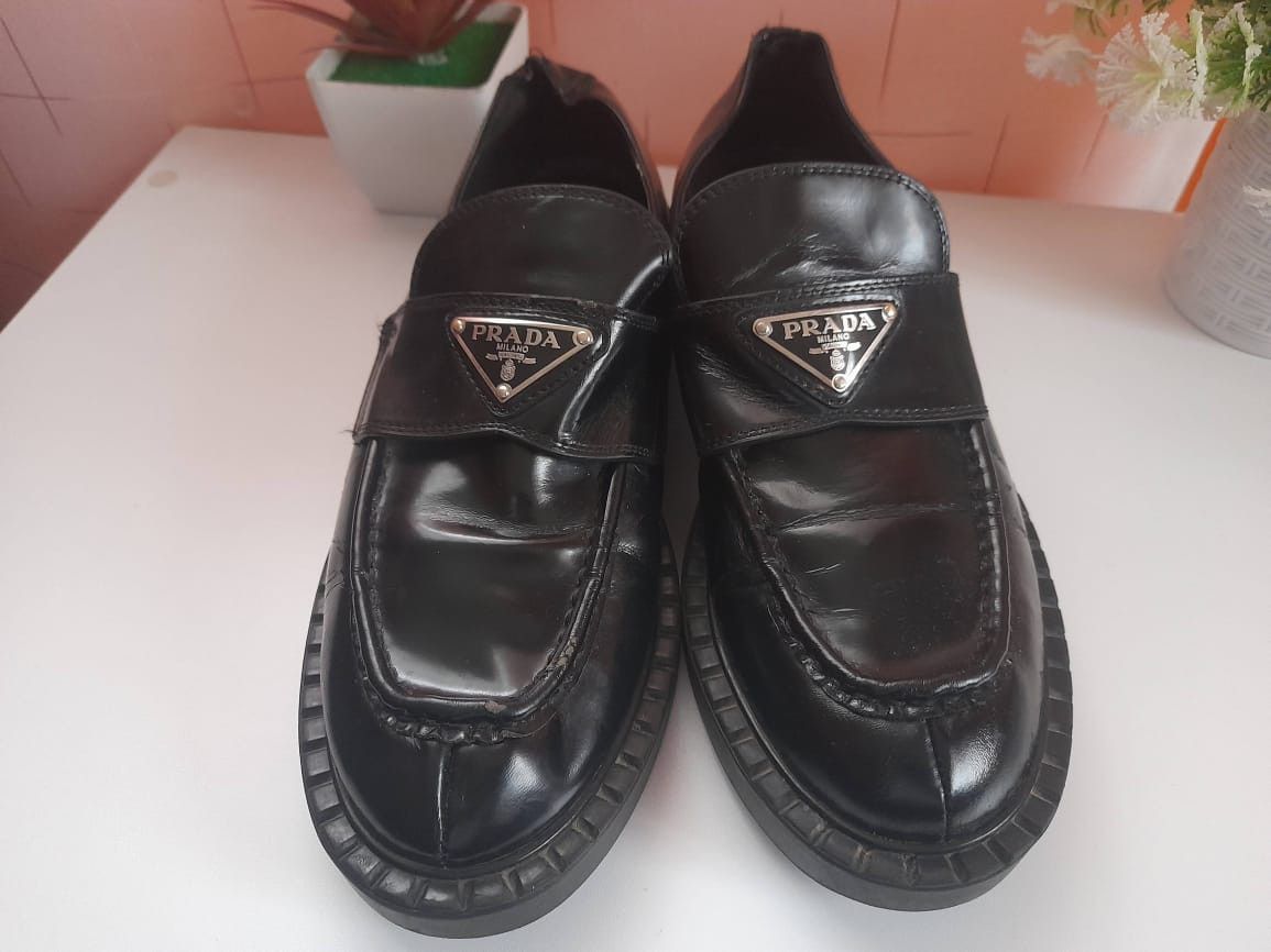 Prada Prada chocolate brushed black shoes size 37 Size US 7 / IT 37 - 2 Thumbnail