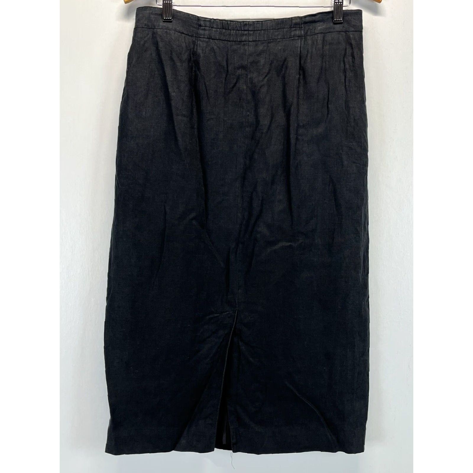 Lord & Taylor Vintage Lord & Taylor 100% Linen Midi Skirt Sz 12 GUC Black Pockets Size 34" / US 12 / IT 48 - 2 Thumbnail