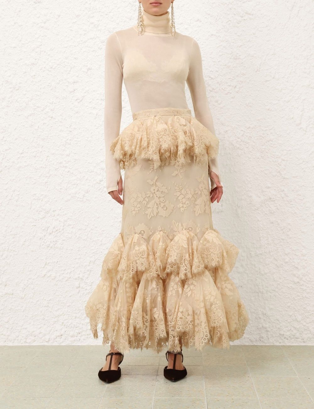 Zimmermann oc11z0925 Eden Lace Handkerchief Skirt in Beige Size 32" / US 10 / IT 46 - 2 Thumbnail