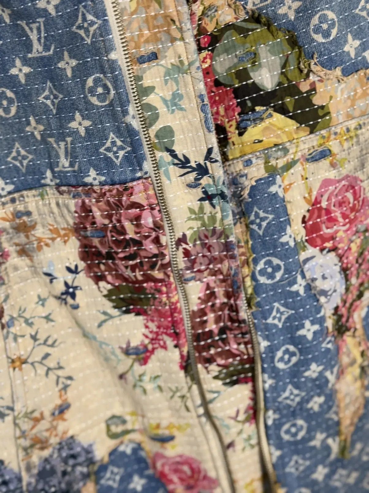 Louis Vuitton Blue Monogram Distressed Floral Workwear Jacket Size US L / EU 52-54 / 3 - 5 Thumbnail