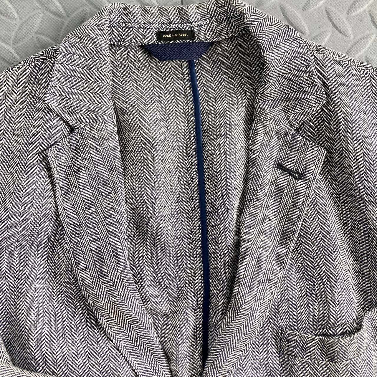 Massimo Dutti Linen Elbow Pad Herringbone Blazer Size 42S - 8 Thumbnail