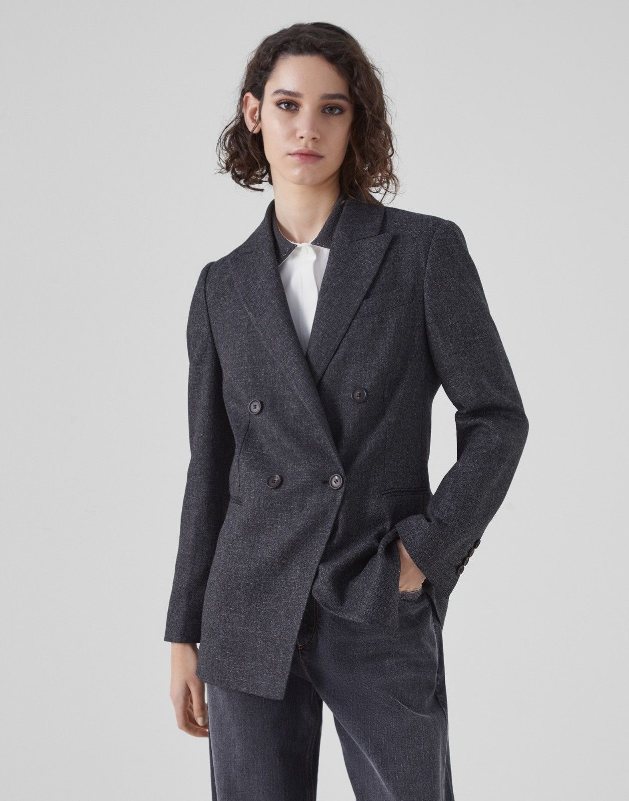 Brunello Cucinelli o1la1rc1a0225 Wool Blazer in Nero Size L / US 10 / IT 46 - 1 Thumbnail