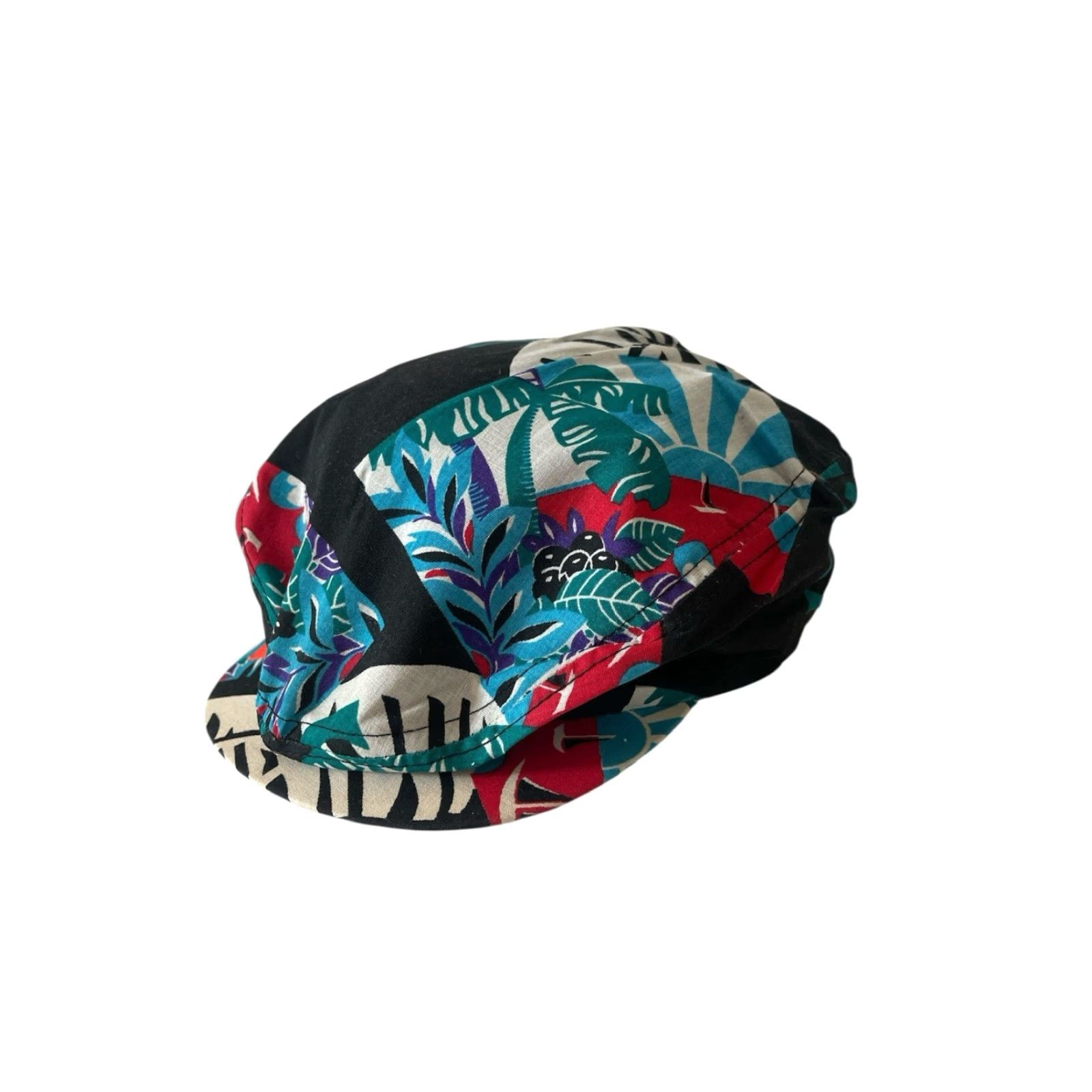 Vintage VINTAGE Hawaiian Print Cabbie Hat Cap Mens S Deadstock NWOT Made in USA 90s Flat Cap Black Mens Size ONE SIZE - 2 Thumbnail