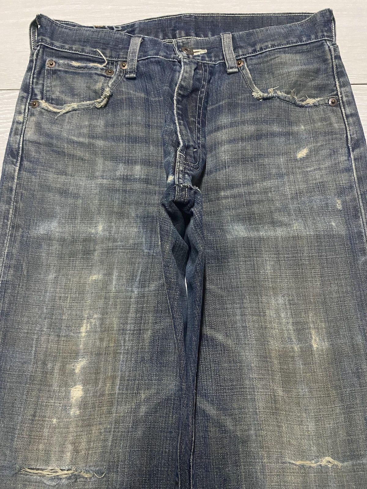 Levi's Vintage Levis 503 Button J38 Mud wash Distressed Baggy Jeans Size US 29 - 3 Thumbnail