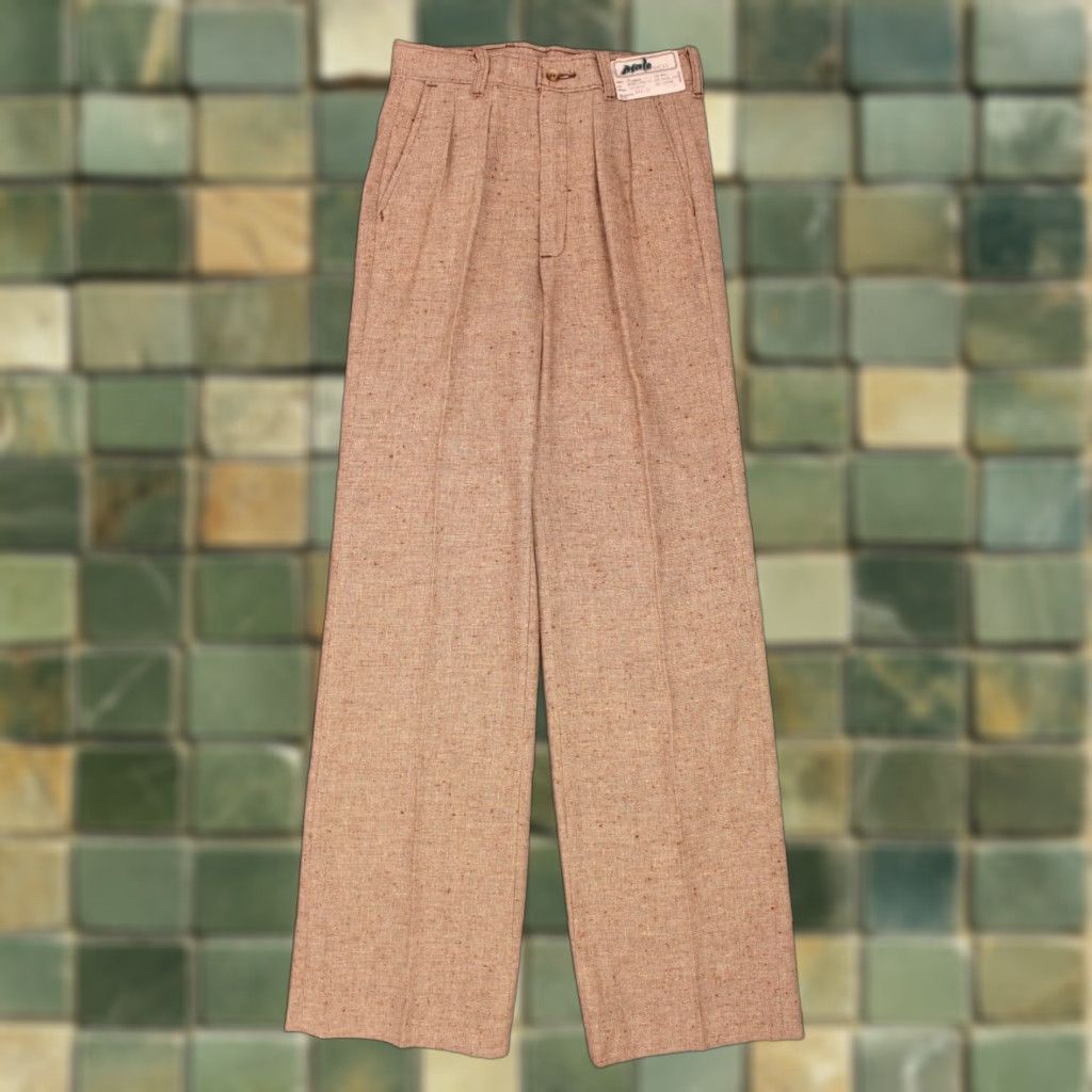 Vintage VINTAGE Men's VTG 1970s NOS Beige Tweed Wide Leg Pants 27x33.5 70s Disco Mens Beige Tweed Pants 27x33.5 1970s Disco NOS Size US 27 - 1 Thumbnail