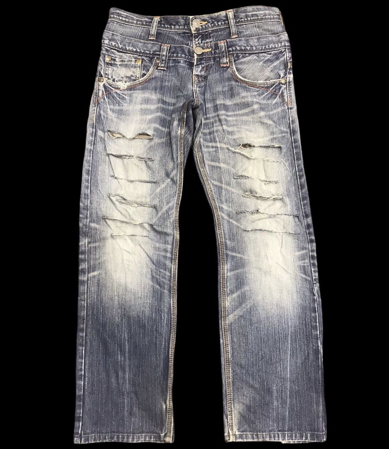 Edwin 💥DOUBLE WAIST💥EDWIN XV Double Waist Heavy Distressed Jeans Size US 33 - 1 Thumbnail