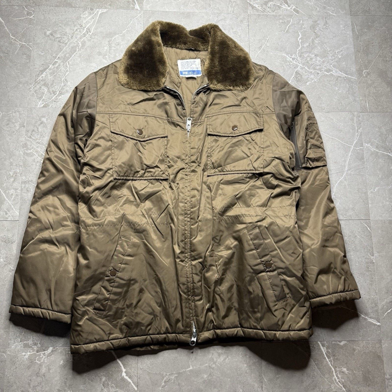 Sears Vtg Sears Work Bomber Flight Jacket Brown Faux Fur Collar Size US L / EU 52-54 / 3 - 2 Thumbnail