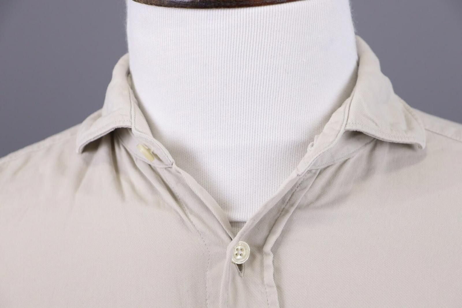 Designer Hackett London Slim Fit Beige Button Down Shirt Size M Size US M / EU 48-50 / 2 - 4 Thumbnail