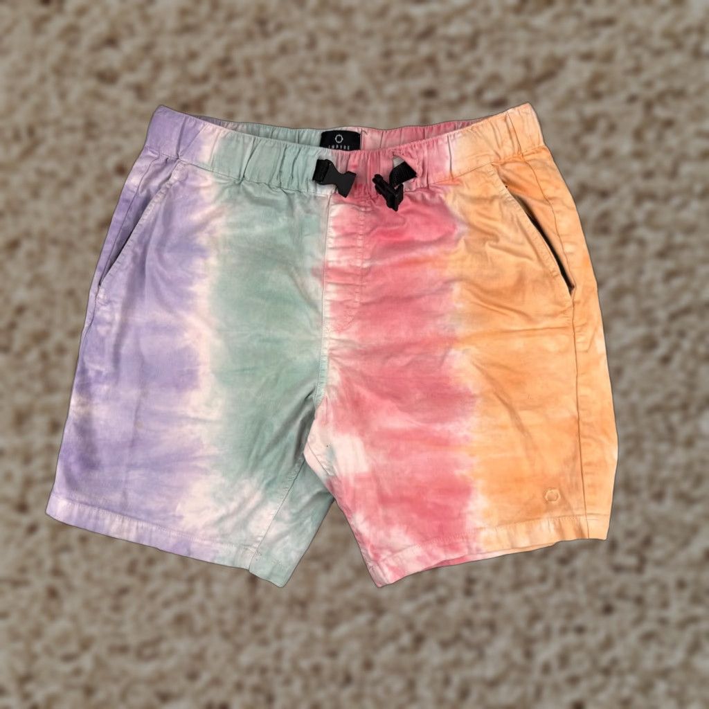 Empyre Empyre Mens Shorts Cargo 32x7 Pink Green Belted Zipper Pockets Hike Beach Regular Waist 32 in Polyester Cotton Solid 7 in Inseam Beach Outdoor Mens Size US 29 - 1 Thumbnail