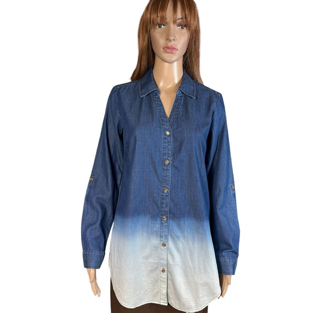 Other NWT New Susan Graver Denim Ombre Long Sleeve Shirt Size XXS Size XXS / US 00 / IT 34 - 2 Thumbnail