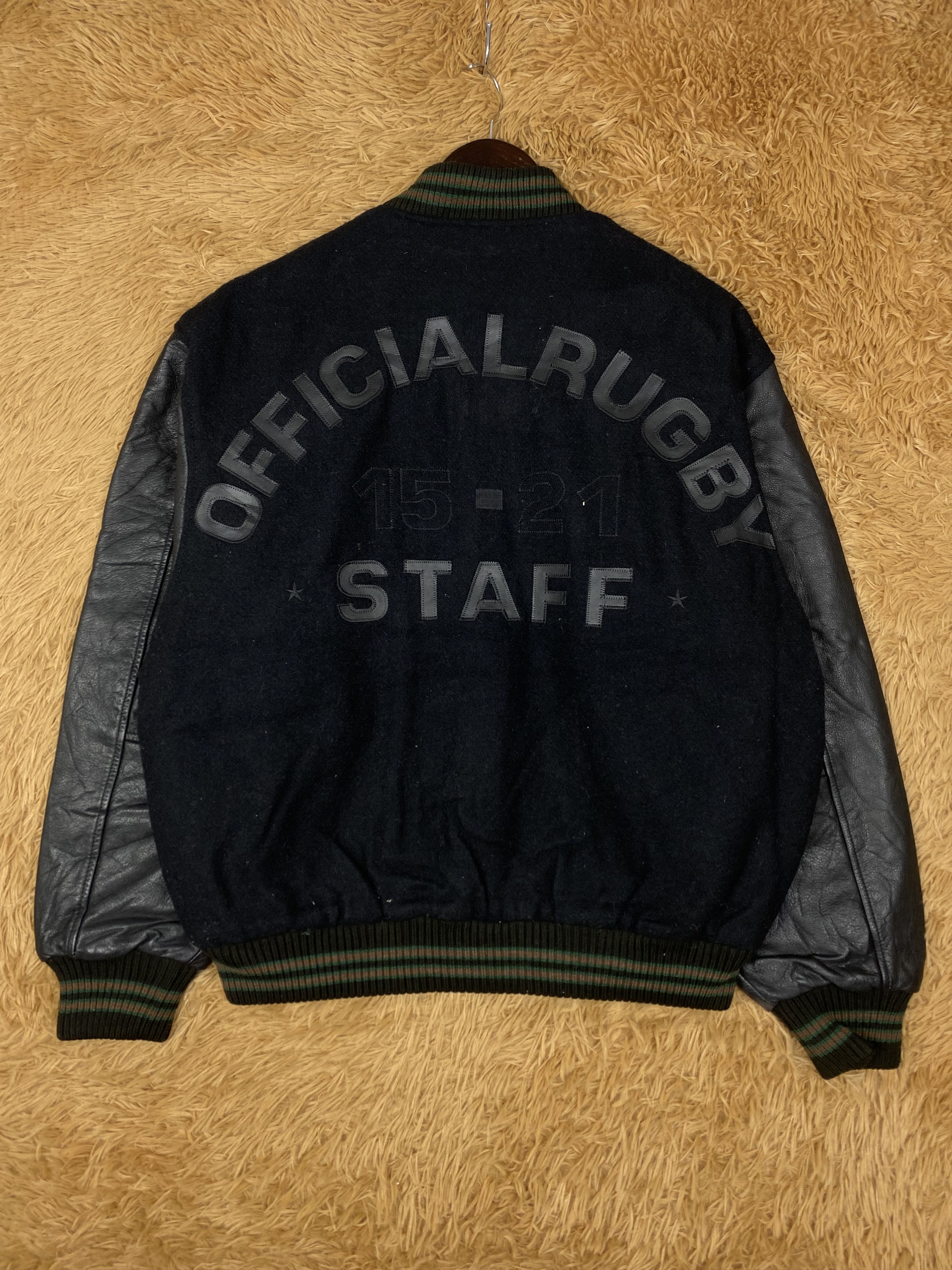 Vintage Official Rugby Leather Sleeve Varsity Jacket DJ0258