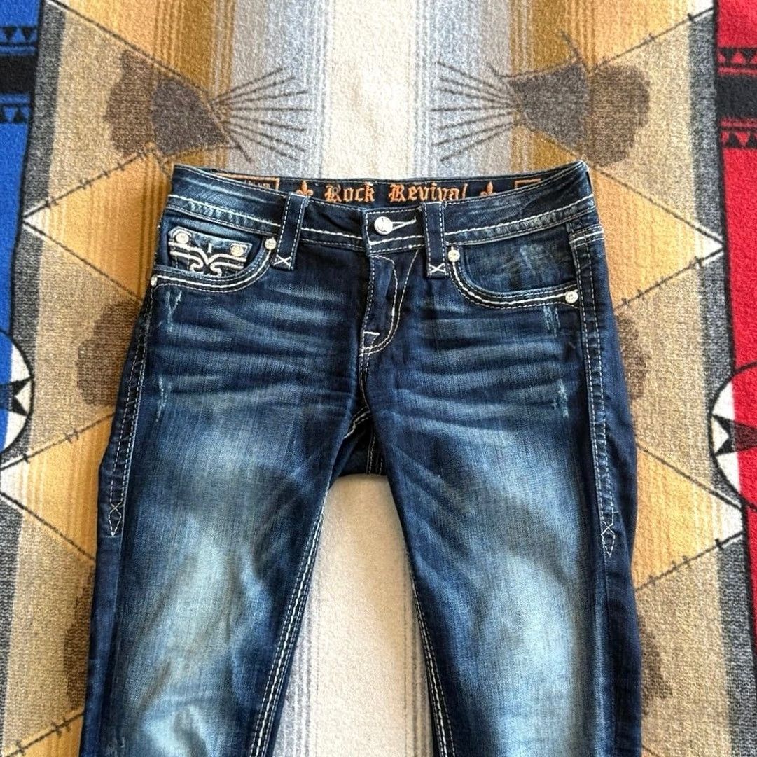 Vintage VINTAGE Rock Revival Jeans Womens 29 Kai Ankle Skinny Blue Y2K Grunge Measure 28x28 Size 26" / US 2 / IT 38 - 6 Thumbnail