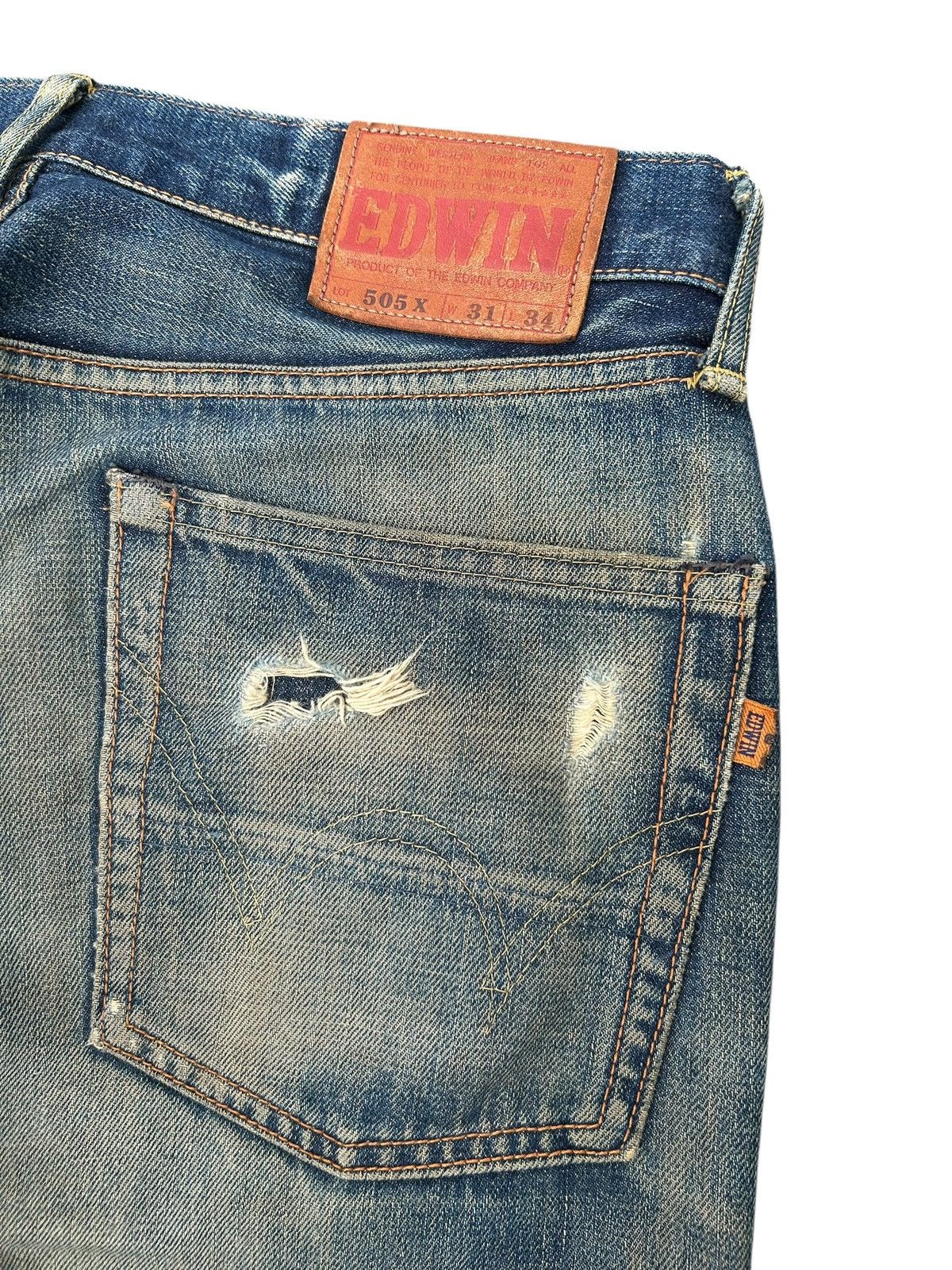 Kapital VINTAGE EDWIN 505X SELVEDGE RUSTY DISTRESSED DENIM JEANS Size US 32 / EU 48 - 14 Thumbnail