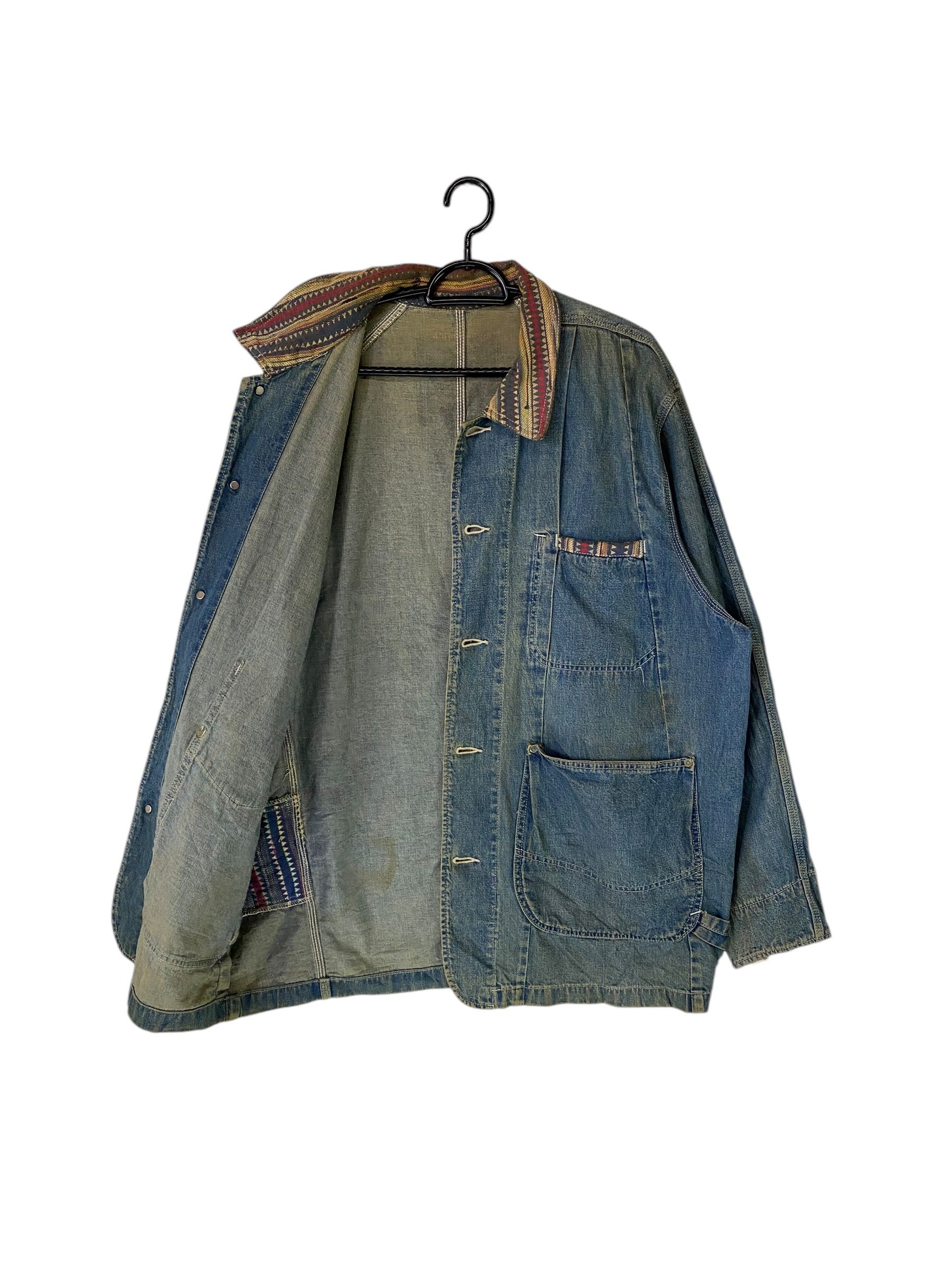 Other 1980s Unbranded aztec trim denim chore jacket Size US L / EU 52-54 / 3 - 2 Thumbnail