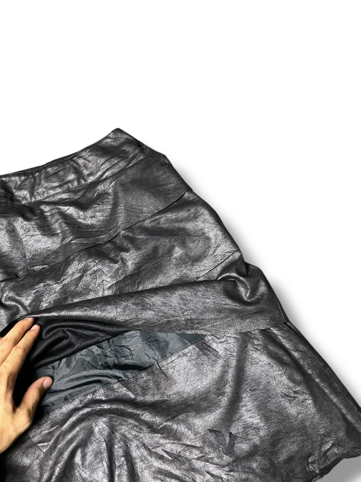 Hiroko Koshino Homme × Japanese Brand × Vintage Vintage Hiroko Koshino Leather Skirt (82) Size 26" / US 2 / IT 38 - 7 Thumbnail