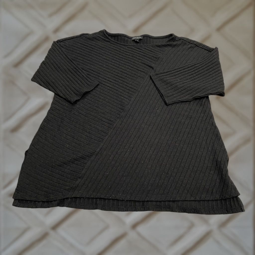 Vintage Lane Bryant Sweater Womens 18/20 Black Half Sleeve Boat Neck Ribbed Knit Casual Size XXL / US 16-18 / IT 52-54 - 1 Thumbnail