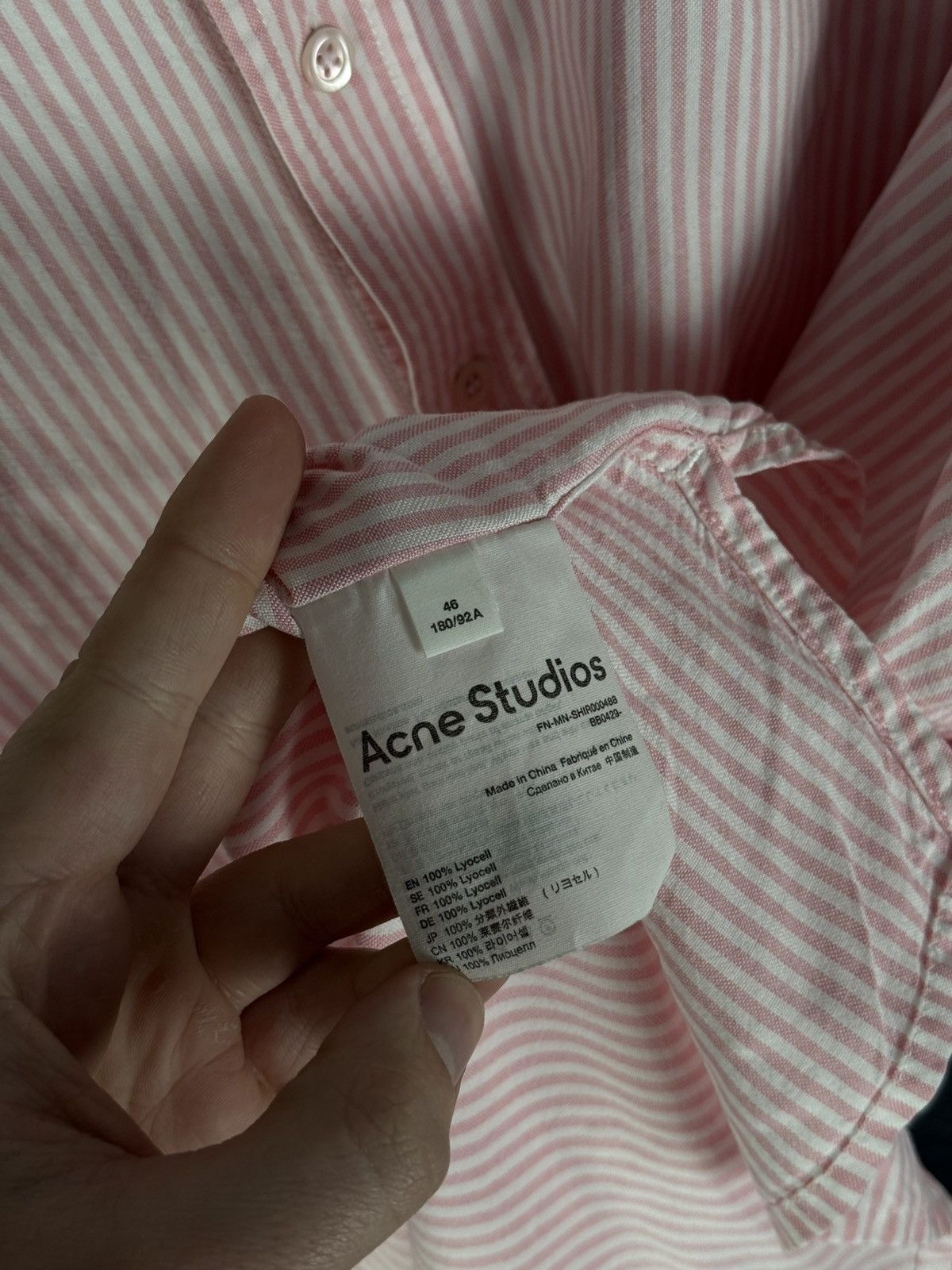 Acne Studios Acne Studios Oversized Logo Striped Lyocell Shirt Size US S / EU 44-46 / 1 - 12 Thumbnail