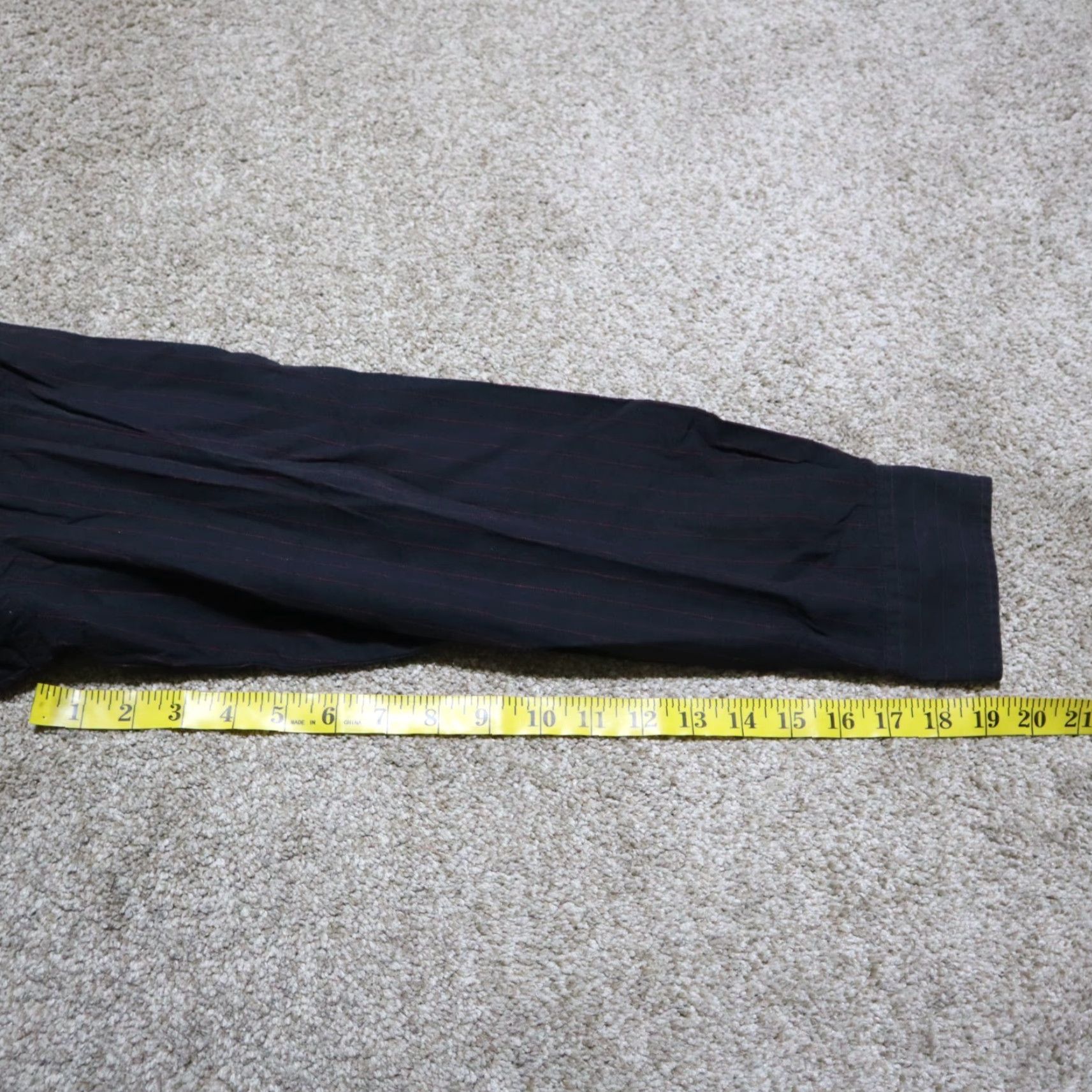 George VINTAGE George Shirt Adult XL Black Striped Button-Up Long Sleeve 46-48 Mens Size 46R - 7 Thumbnail