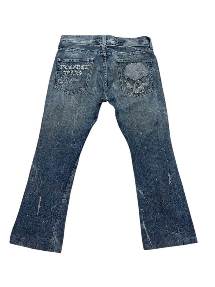 Japanese Brand Distressed Sorridere Flare Skull Denim Size US 34 / EU 50 - 2 Thumbnail