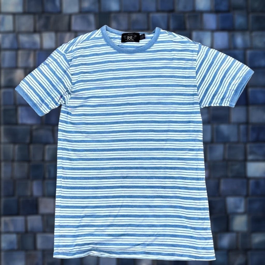 Ralph Lauren RRL RALPH LAUREN T-Shirt XS Blue Striped Short-Sleeve Casual USED men's Size US XS / EU 42 / 0 - 1 Thumbnail