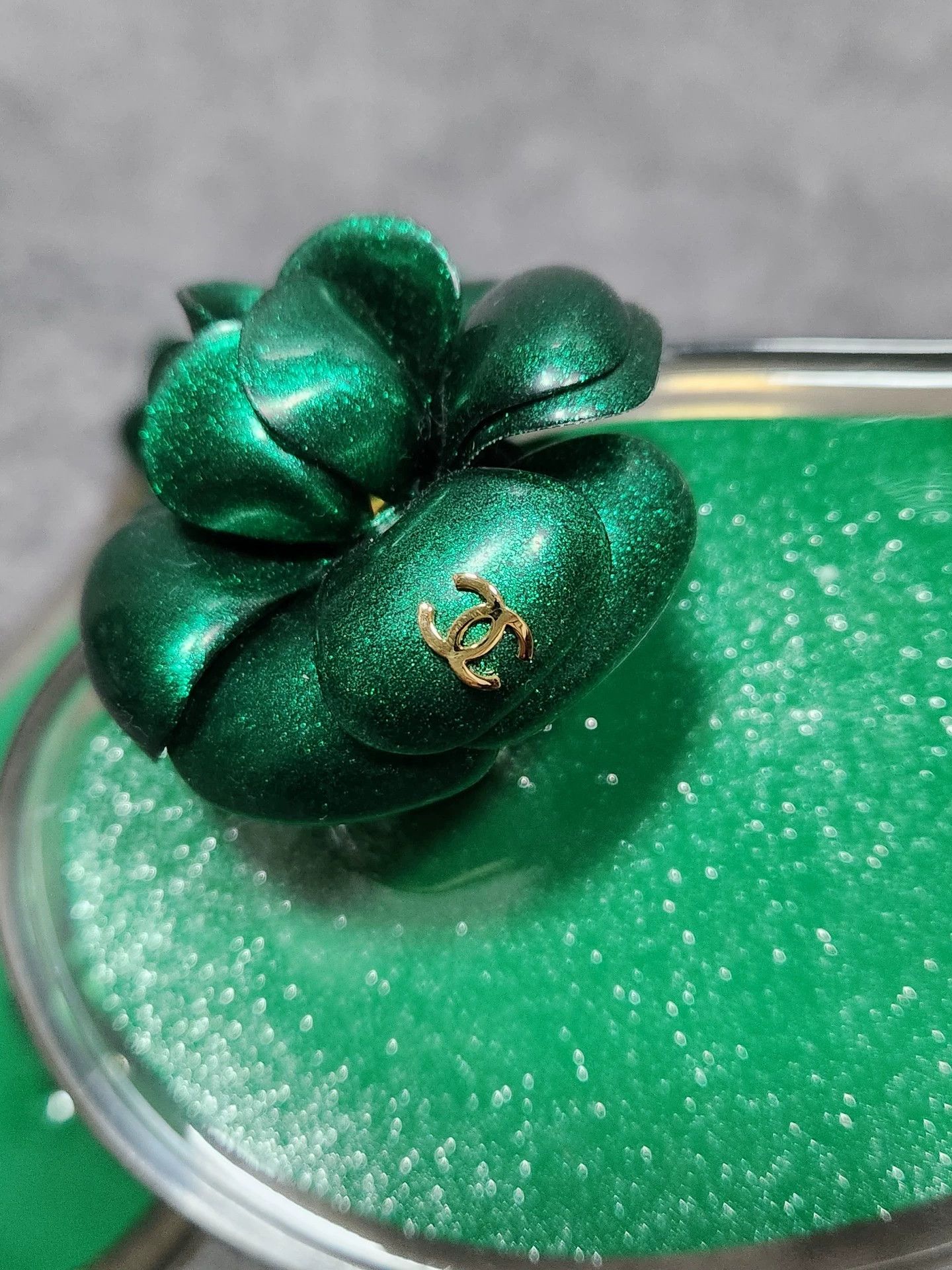 Chanel CHANEL Green Camellia Toe-Ring Ankle-Strap Sandal Wmns 39 Size US 8 / IT 38 - 3 Thumbnail
