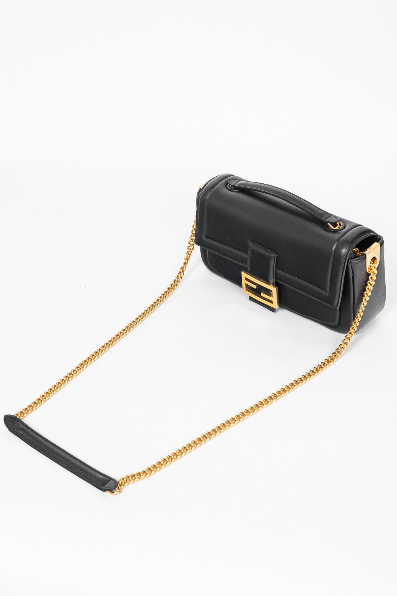 Fendi Fendi Baguette Black Nappa Leather FF Flap Bag Size ONE SIZE - 7 Thumbnail