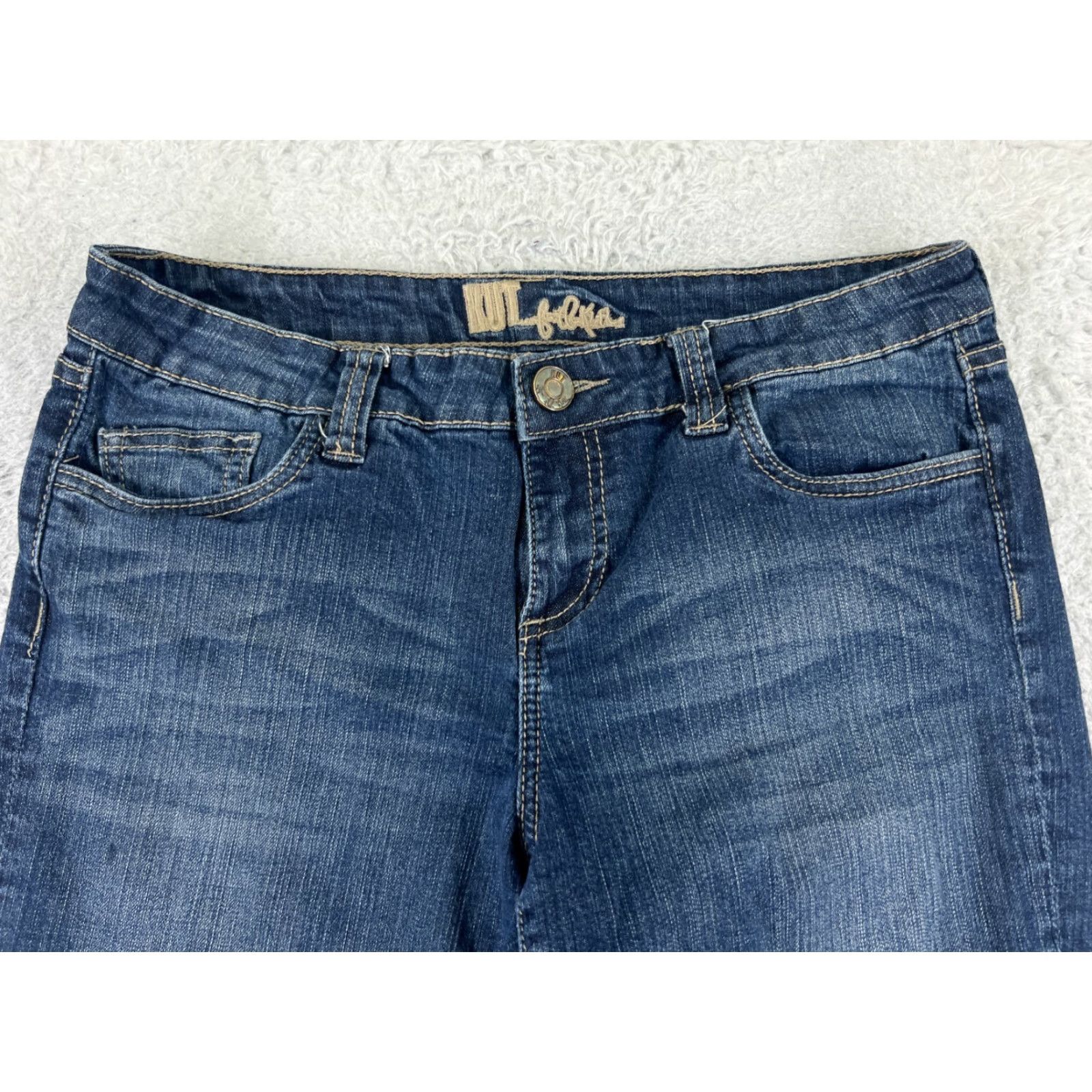 Vintage KUT from the Kloth Jeans Women 8 Blue Denim Bootcut Low Rise 30x30 Cotton Distressed Embroidered Logo Regular 30 in Inseam Size 30" / US 8 / IT 44 - 4 Thumbnail