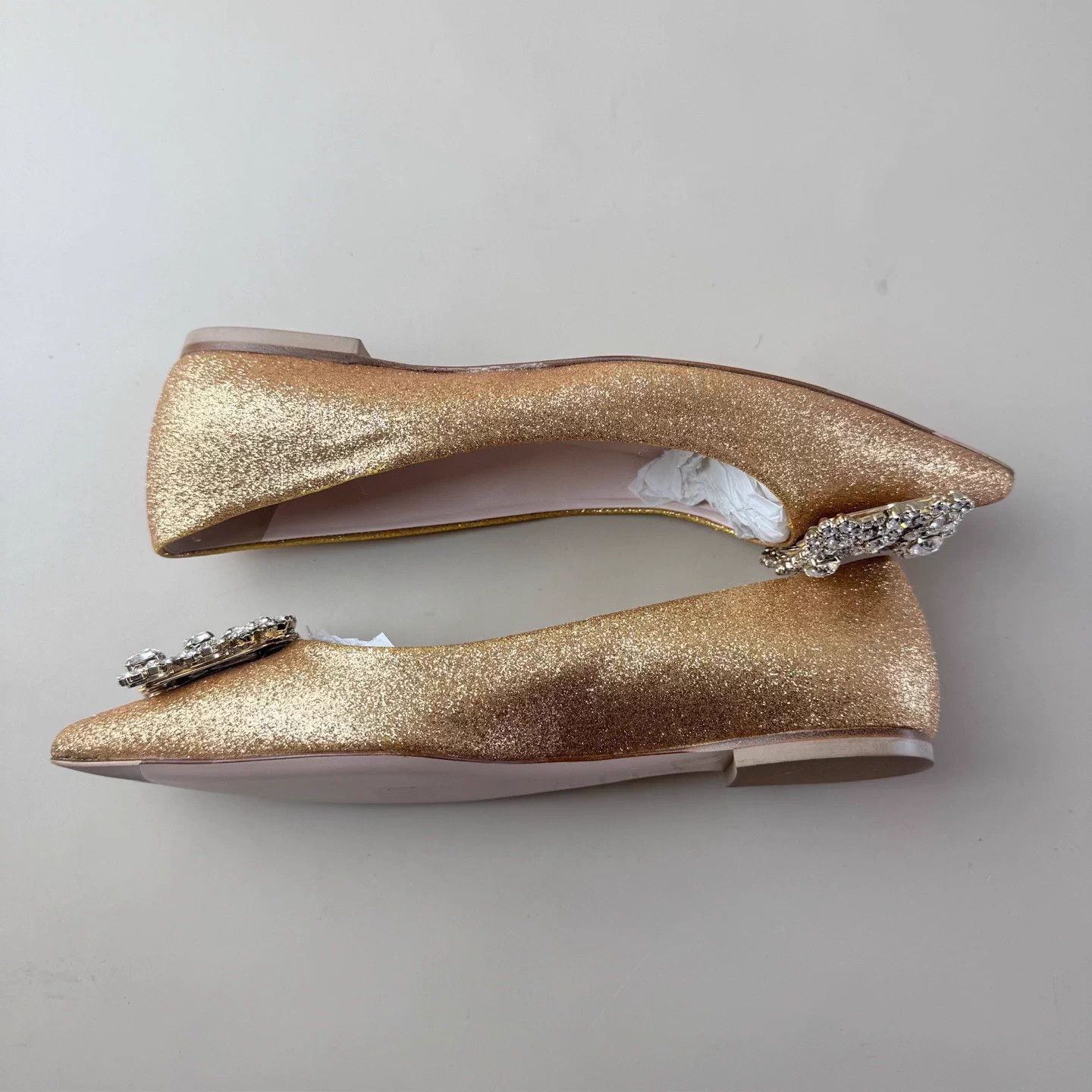 Roger Vivier Rose Gold Crystal Slingback Pumps 35