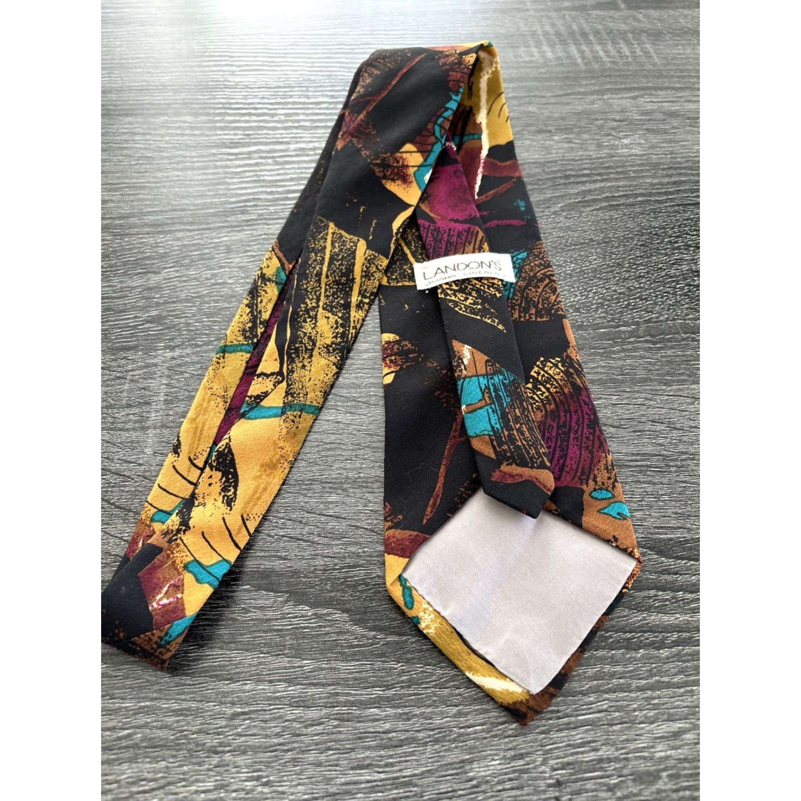 Vintage VINTAGE Landon's Tie Geometric Silk Tie Men Classic 57"-60" Orange Handmade Size ONE SIZE - 6 Thumbnail