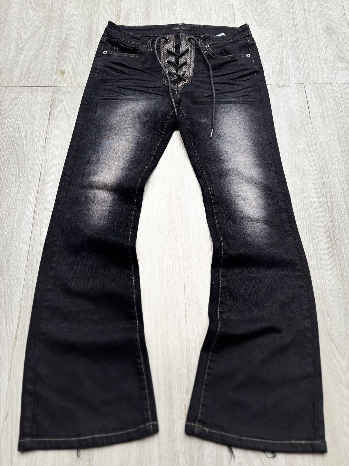 Japanese Brand daily topic laceup flare jeans Size US 26 / EU 42 - 1 Thumbnail