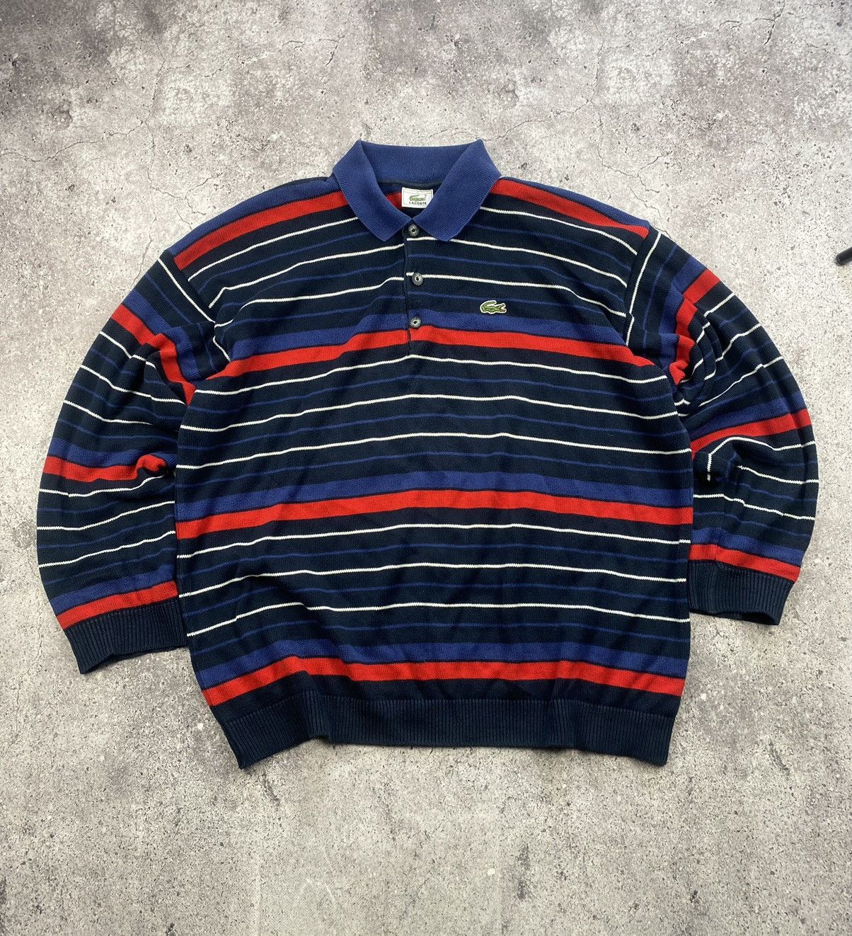 Japanese Brand × Lacoste × Vintage Vintage Lacoste Striped Shirt Long Sleeve Polo 90s Japan Size US XXL / EU 58 / 5 - 1 Thumbnail
