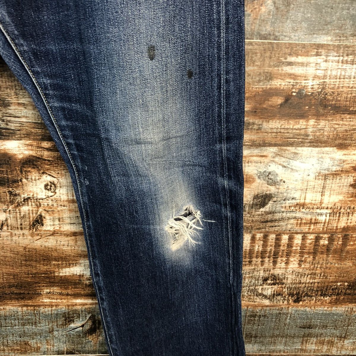 Japanese Brand Uniqlo japan Blue Distressed ripped Denim Pants #A1411 Size US 36 / EU 52 - 10 Thumbnail