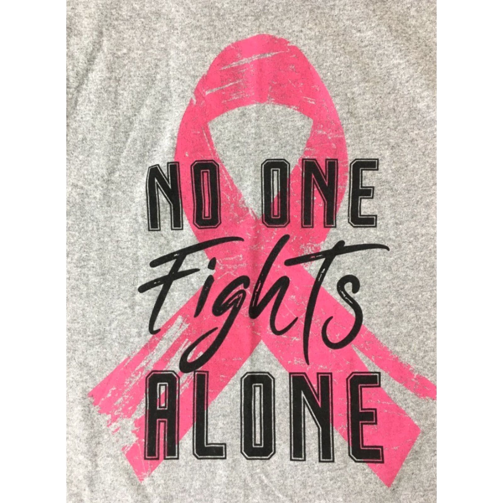 Olive Live Breathe Fight Womens T-Shirt Gray Pink Ribbon No One Fights Alone XL New Size XL / US 12-14 / IT 48-50 - 2 Thumbnail