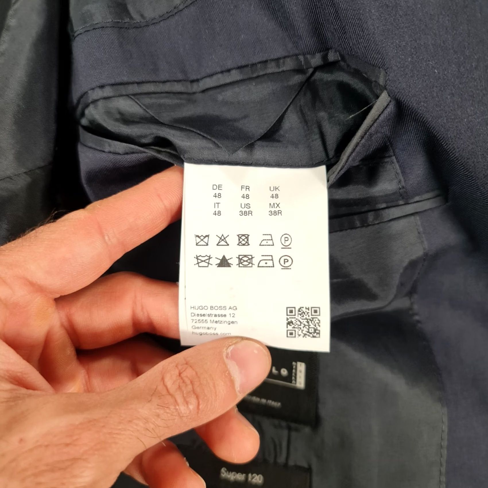 Hugo Boss HUGO BOSS Men Suit Jacket Navy Blue 38 R Super 120s Wool Guabello Hayes Size 38R - 7 Thumbnail