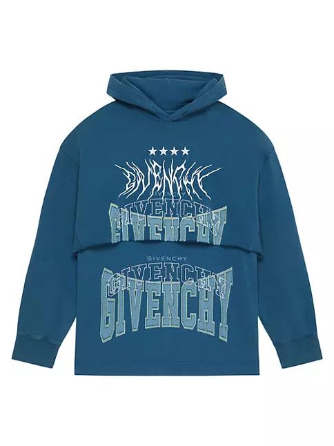 Givenchy o1mle0125 Double Layered Hoodie In Felpa in Blue Size US M / EU 48-50 / 2 - 1 Thumbnail
