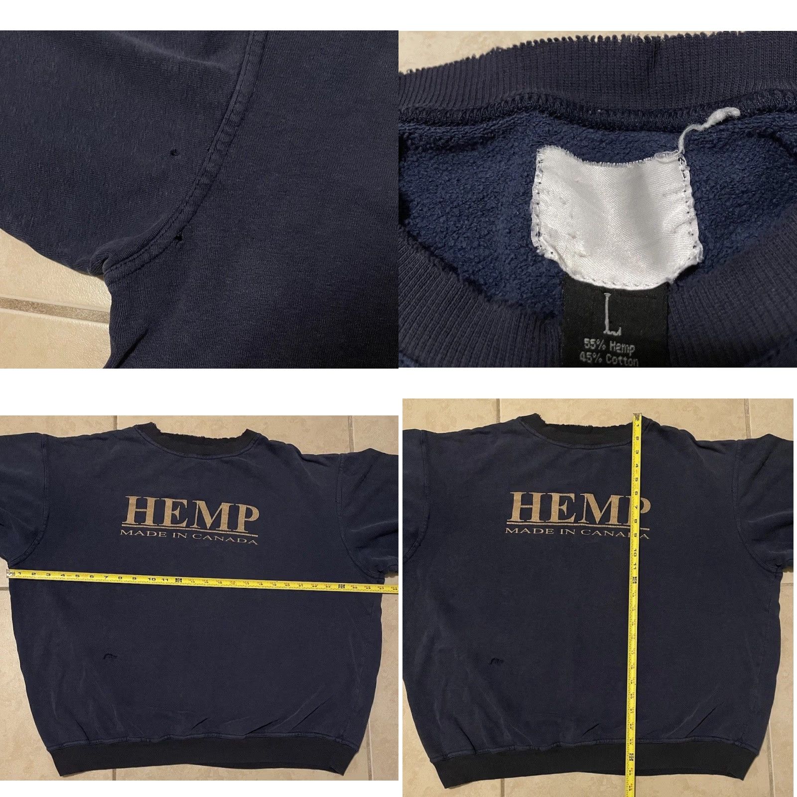 Thrasher Vtg 90s Hemp Canada Faded Distressed Boxy Sweatshirt L Blue Thrashed Men Sweatshirt 90s Cannabis Grunge Skate Size US L / EU 52-54 / 3 - 11 Thumbnail
