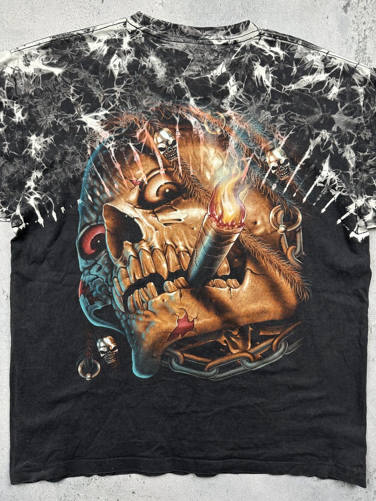 Affliction Survivors Smoking Skull All Over Studded Graphic Rock N Roll Size US XL / EU 56 / 4 - 8 Thumbnail